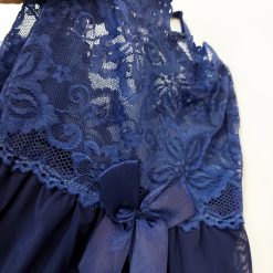 لباس خواب زنانه حریر تور خارجی شباهنگ مدل New PRINCESS آبی سرمه ای