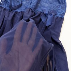 لباس خواب زنانه حریر تور خارجی شباهنگ مدل New PRINCESS سرمه ای