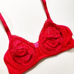 سوتین تک دانتل وارداتی زنانه مدل لطیفه سرخابی