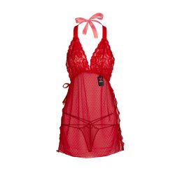 لباس خواب زنانه توری شباهنگ مدل Waiter رنگ قرمز
