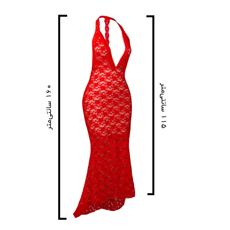 لباس خواب بلند گیپور شباهنگ مدل ملکه رنگ قرمز