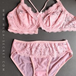 ست شورت و سوتین گیپور زنانه ژوبین صورتی