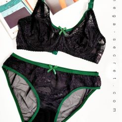 ست شورت و سوتین فنردار گیپور ژوبین مدل دشت شقایق سبز