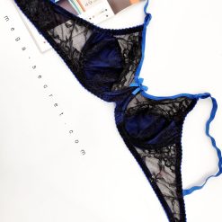 ست شورت و سوتین فنردار گیپور ژوبین مدل دشت شقایق آبی