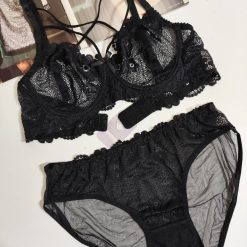 ست شورت و سوتین هارنسدار گیپور ژوبین مدل گیلدا مشکی