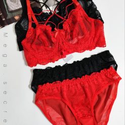 ست شورت و سوتین هارنسدار گیپور ژوبین قرمز مشکی