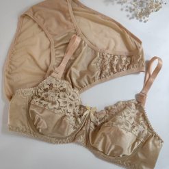 ست شورت و سوتین ساتن استرج ژوبین مدل یاس کرم