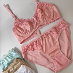 ست شورت و سوتین ساتن استرج ژوبین مدل یاس صورتی