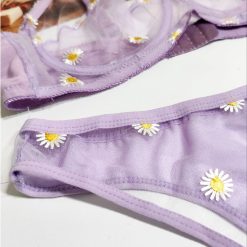 ست شورت و سوتین ژوبین تور حریر فنردار مدل بابونه5