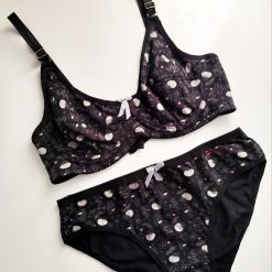 ست شورت و سوتین نخی زنانه برند زارع مدل قاصدک مشکی