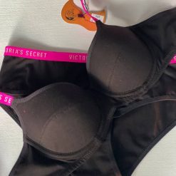 ست شورت و سوتین اسفنجی مدل ویکتوریاسیکرت مشکی با صورتی