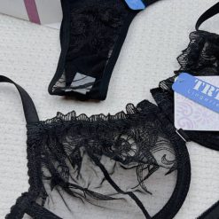 ست شورت و سوتین زنانه توری شیشه ای