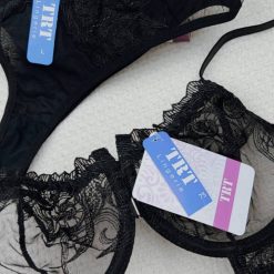 ست شورت و سوتین توری برند تی ار تی و رنگ مشکی