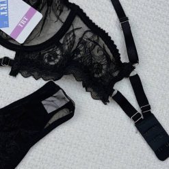 ست شورت و سوتین با بند قابل تنظیم مشکی زنانه