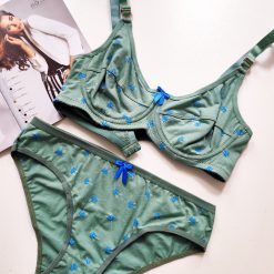 ست شورت و سوتین نخی زارع فنردار طرح  گل صابون