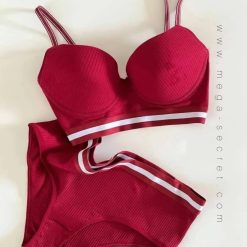 ست سوتین اسفنجی کبریتی با طراحی نیمه جک‌دار، پارچه نرم و لطیف کبریتی، همراه شورت هماهنگ مناسب استفاده روزمره و مهمانی