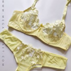 ست شورت و سوتین زنانه تی ار تی مدل گلستان زرد رنگ