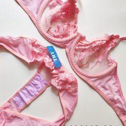 ست شورت و سوتین زنانه تی ار تی مدل گلستان صورتی پاستلی