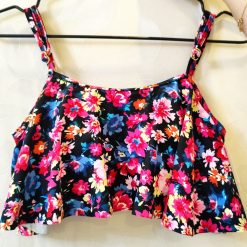 مایو دو تکه زنانه کراپ و شورتک مدل فلورالی