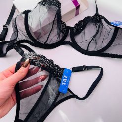 ست شورت و سوتین تی ار تی مدل حریر شب مشکی