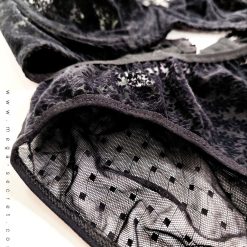 ست سه تیکه شورت و سوتین ژوبین مشکی توری