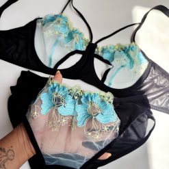 ست لباس زیر زنانه مشکی و آبی