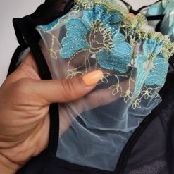 ست شورت توری و سوتین زنانه سیاه نگار آبی