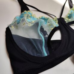 ست شورت و سوتین توری زنانه سیاه نگار آبی