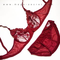 ست شورت و سوتین زنانه تورگاز مدل سرخ‌ رنگ