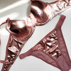 ست شورت و سوتین زنانه اسفنجی طرح دیسکو و صورتی رنگ