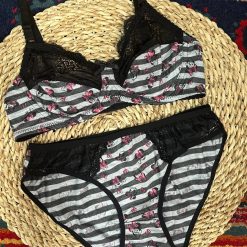 ست شورت و سوتین زنانه ژوبین راه راه میکی موس