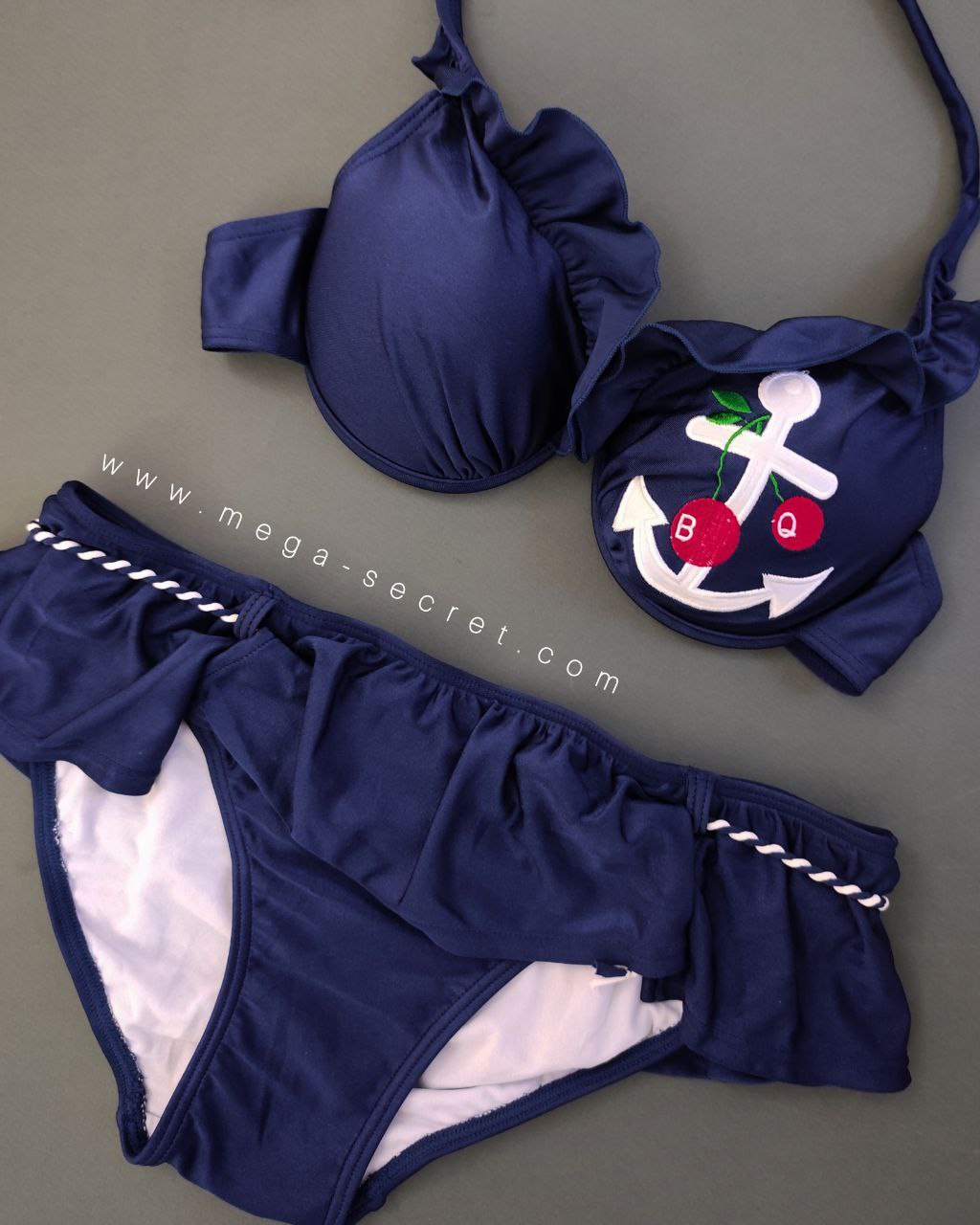 لباس شنا دو تکه زنانه وارداتی مدل ملوانی