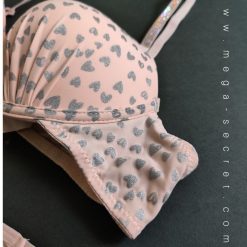 ست شورت و سوتین زنانه مدل نگین دل صورتی