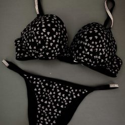 ست شورت و سوتین زنانه مدل قلبی مشکی