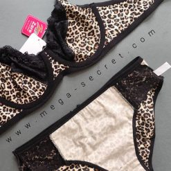 ست شورت و سوتین زنانه برند زارع پلنگی مشکی