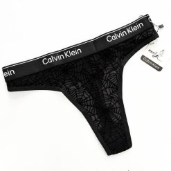 شورت زنانه توری مشکی طرح کلوین کلین مدل اسپایدر