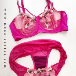 ست شورت لایه دار و سوتین تورگاز زنانه مدل طاووس