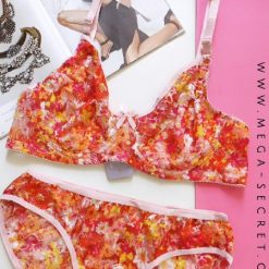 ست شورت و سوتین گیپور ژوبین گلگلی نارنجی