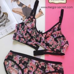 ست شورت و سوتین گیپور ژوبین مدل آبرنگی گلدار رنگی