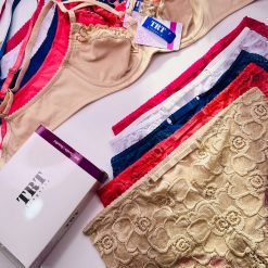 ست شورت و سوتین نخی زنانه TRT مدل رنگین کلاسیک زرد