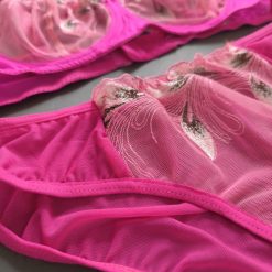 ست شورت و سوتین تورگاز زنانه رنگ صورتی