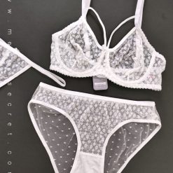 ست شورت سوتین سه تیکه ژوبین مخملی طرح مربعی