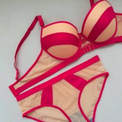 ست شورت و سوتین زنانه اسفنجی مدل روژینا رنگ سرخابی