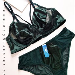 ست شورت و سوتین ساتن برند تی ار تی رنگ سبز