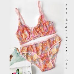 ست شورت و سوتین گیپور ژوبین مدل رز و نارنج