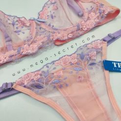 ست شورت و سوتین تورگاز تی ار تی صورتی و بنفش