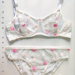 ست شورت و سوتین زنانه توری سفیدرنگ
