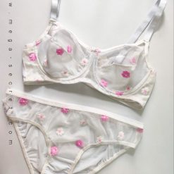 ست شورت و سوتین زنانه توری مدل شکوفه رنگی برند کارن