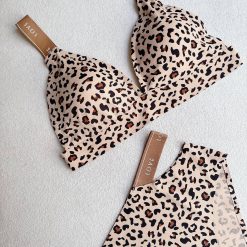 ست شورت و سوتین اسفنجی زنانه مدل پلنگی وارداتی