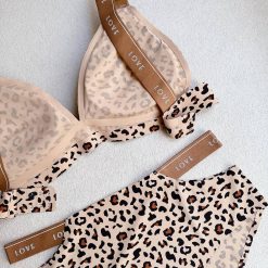 ست شورت و سوتین اسفنجی زنانه طرح پلنگی